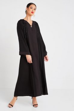 Front Open Black Abaya