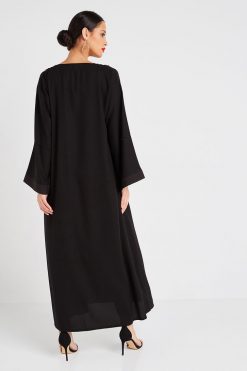 bsi3155 H 2 Front Open Black Abaya