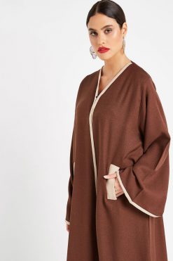 bsi3171 A 3 Brown Bisht Style Abaya