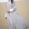 GREY ABAYA WITH HAND EMBROIDERY