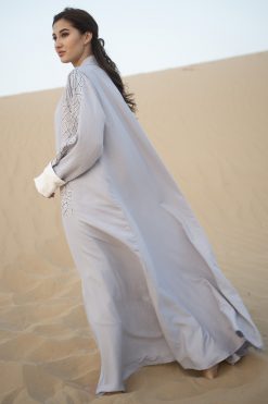 GREY ABAYA WITH HAND EMBROIDERY