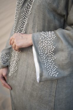 GREEN LINEN ABAYA