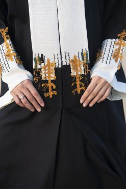 MOIDES2004 3 BLACK ABAYA WITH ABSTRACT THREADWORK
