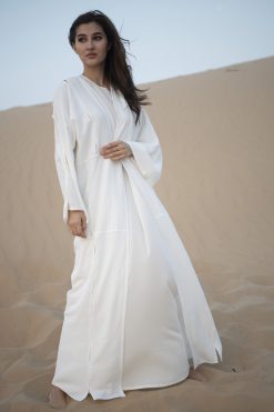 WHITE ABAYA WITH SLITS