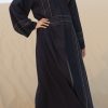 NAVY ABAYA WITH HAND EMBROIDERY