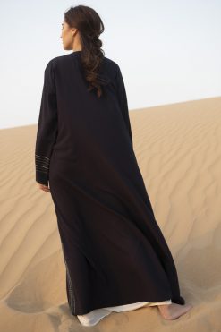 MOIDES2006 3 NAVY ABAYA WITH HAND EMBROIDERY