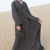 GREY ABAYA WITH HAND EMBROIDERY