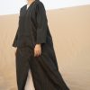 BLACK ABAYA WITH THREADWORK