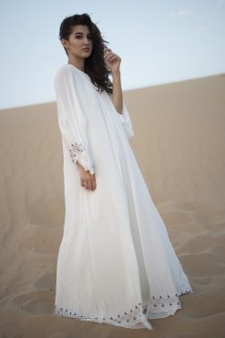 HANDWORK CHIFFON WHITE ABAYA