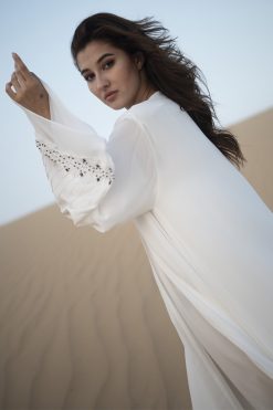 HANDWORK CHIFFON WHITE ABAYA