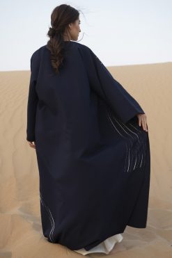NAVY ABAYA WITH HAND EMBROIDERY