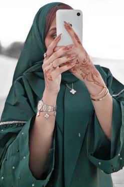 عباية تفتا خضراء 7 Moistreet 000002 3 Green Tefta Abaya
