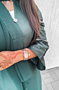 عباية تفتا خضراء 8 Moistreet 000002 4 Green Tefta Abaya