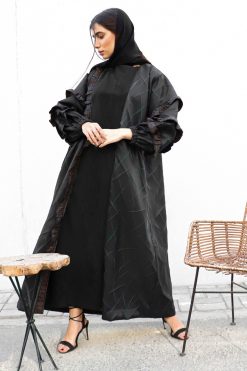 عباية بشت باللونين الأسود والأخضر 7 NAVY 000003 3 Black And Green Bisht Abaya