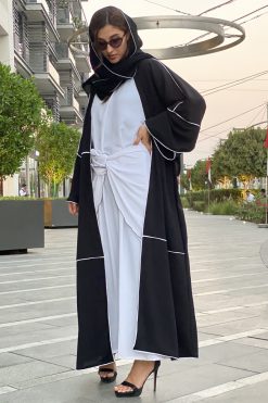 MOICT2001 3 Black Abaya with Inner Dress