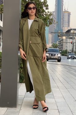 MOICT2002 3 Green Jacket Abaya