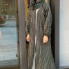 Green Pleated Taffeta Abaya