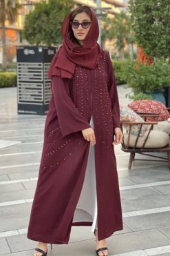 Maroon Abaya with Handwork