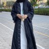 Black Pleated  Teffta Abaya
