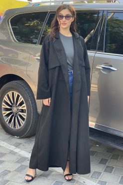 Black Casual Coat Style Abaya