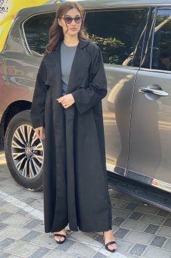 Black Casual Coat Style Abaya