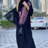 Pink Embroidered Panels Abaya