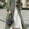 Green Linen Abaya Set