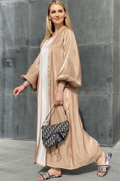 Nude Shimmer Abaya Set Online