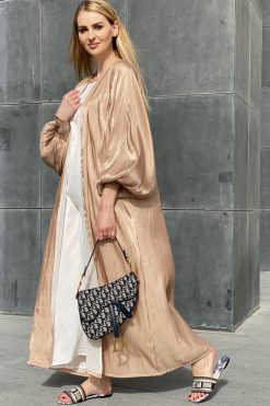 MOIS 000009 3 Nude Shimmer Abaya Set