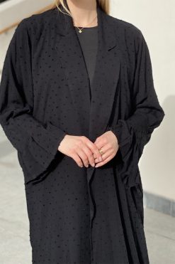 Black Linen Abaya Set