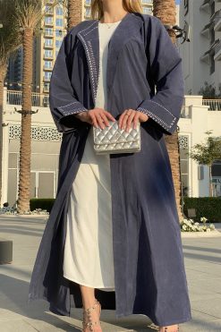 Thread Handwork Blue Coat Style Abaya