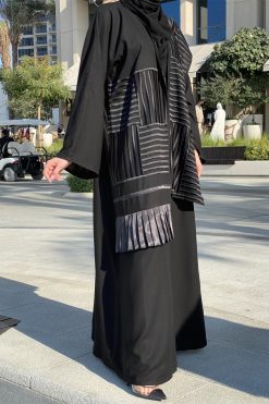 Striped Embroidered Abaya