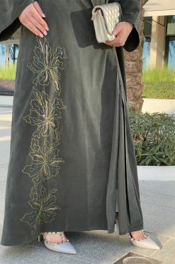 Handwork Olive Abaya 9 Handwork Olive Abaya