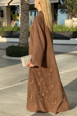 MOICH017 4 Handwork Brown Abaya