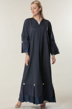 Navy Abaya with Pleats