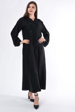 BLACK LINEN ABAYA