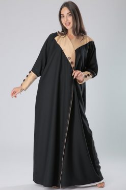 Beige and Black Fusion Abaya