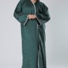 Trimmed Lace Green Abaya Dress