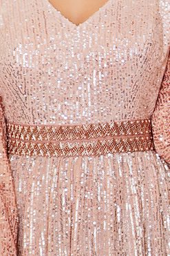 Rose gold dress center design Rose Gold Sequence Tulle Dress