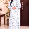 Light Turquoise Blue Floral Satin Dress
