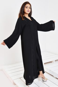 bsi3116 4 3 Beaded Chiffon Black Abaya