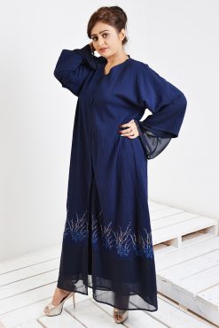 bsi3007 AR 5 Navy Blue Embroidered Abaya