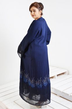 bsi3007 AR 3 Navy Blue Embroidered Abaya