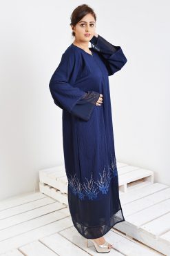 Navy Blue Embroidered Abaya