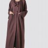 Brown Front Pockets Abaya
