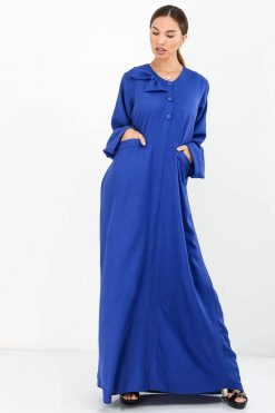 ROYAL BLUE FRONT POCKETS ABAYA