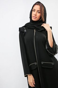 bsi01 aa001 bsi1170 4 Zipper Abaya Black