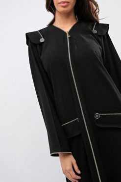 bsi01 aa001 bsi1170 3 Zipper Abaya Black