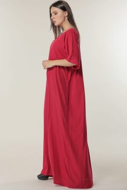 MOIUA60007 3 Red Maxi Slip Dress