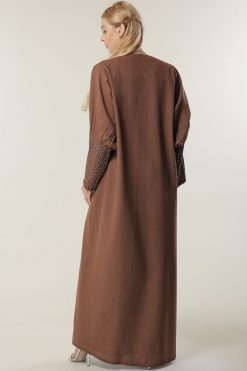 MOILAAM2078 3 Brown Abaya with Pocket